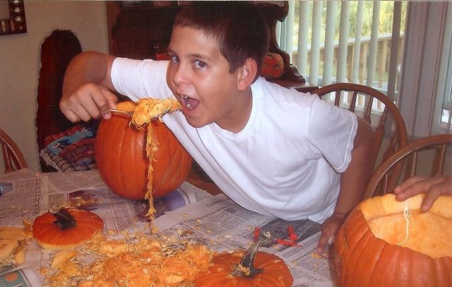eating pumpkin guts